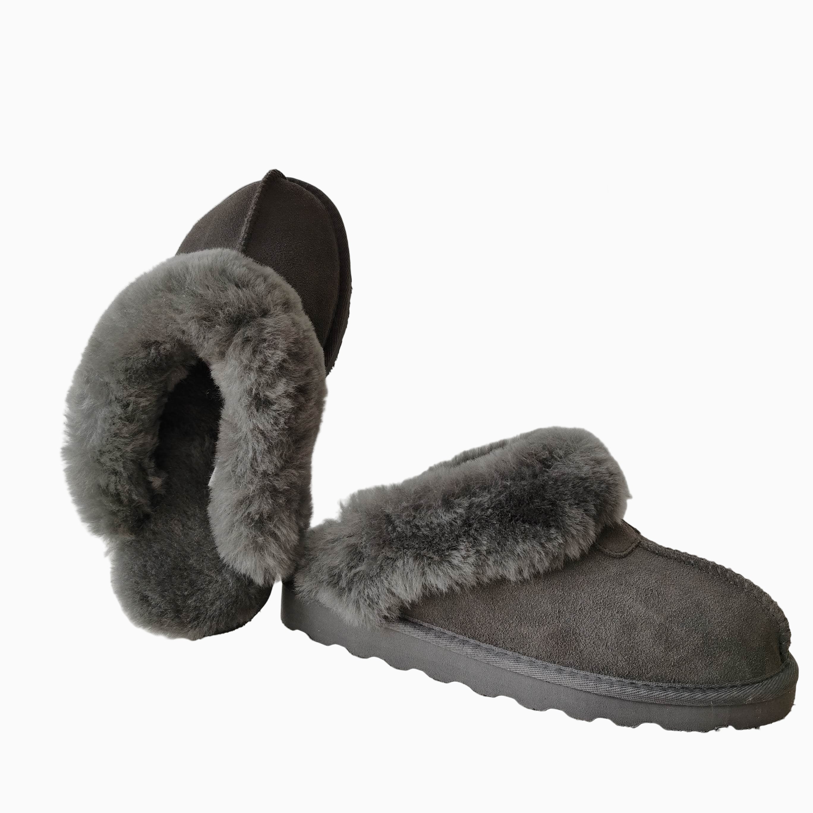 Cozy Indoor Real Sheepskin Slippers - Natural Wool Comfort