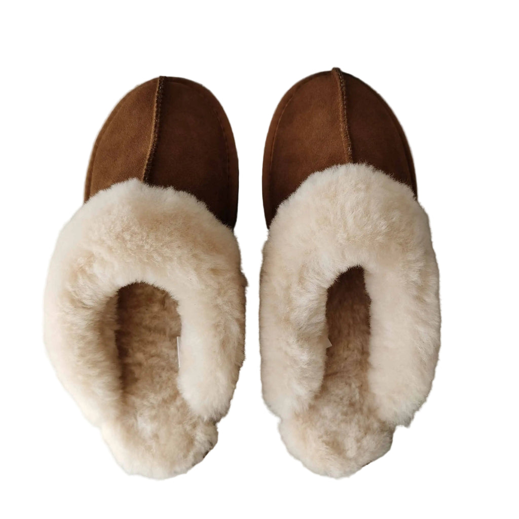 Cozy Indoor Real Sheepskin Slippers - Natural Wool Comfort
