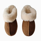 Cozy Indoor Real Sheepskin Slippers - Natural Wool Comfort