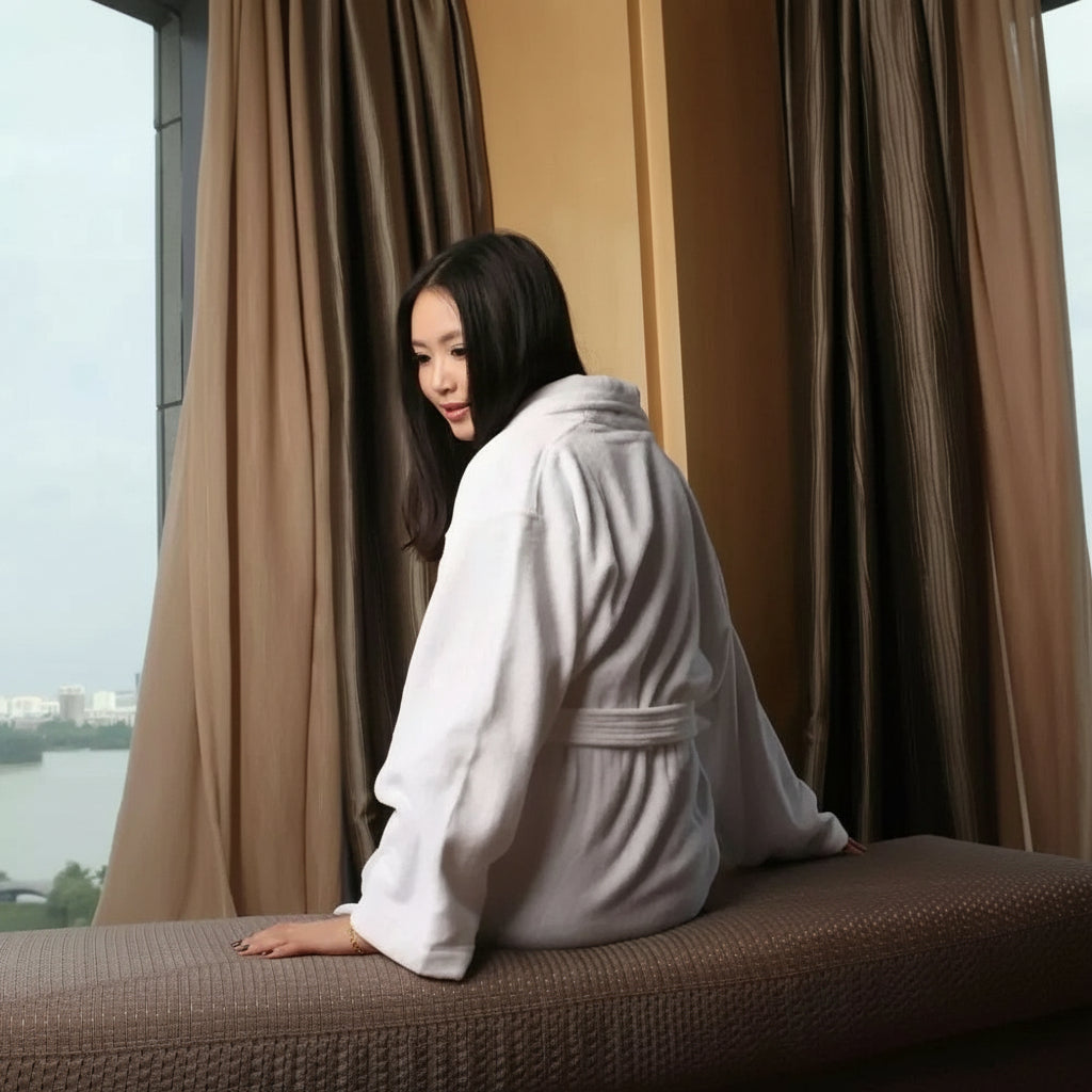 Luxury Cotton Bathrobe - Premium Velour Spa Robe