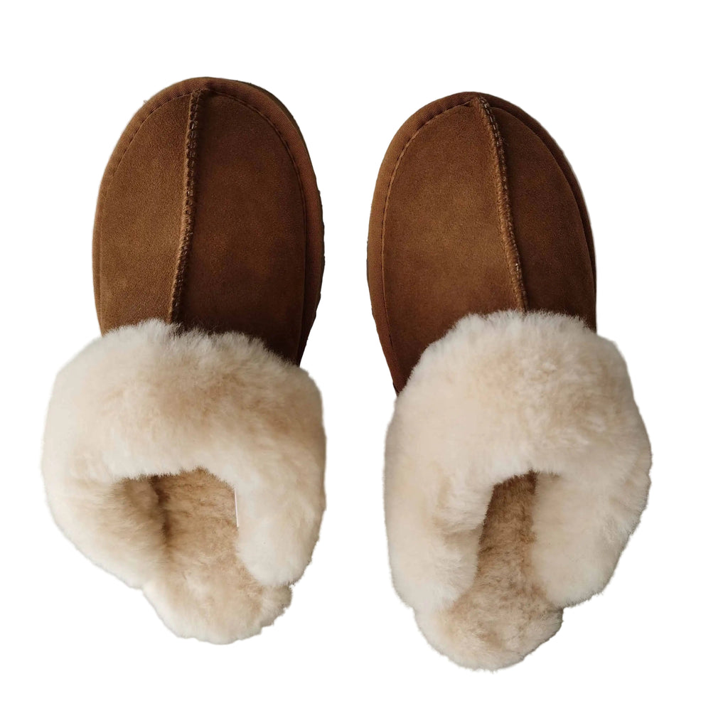 Cozy Indoor Real Sheepskin Slippers - Natural Wool Comfort